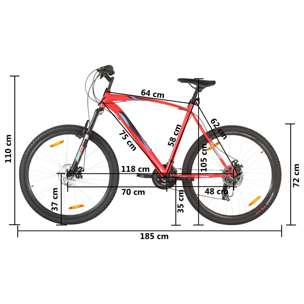 vidaXL Brdski bicikl 21 brzina kotači od 29 " okvir od 58 cm crveni