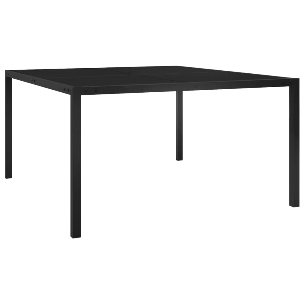 313099 vidaXL Garden Table 130x130x72 cm Black Steel and Glass
