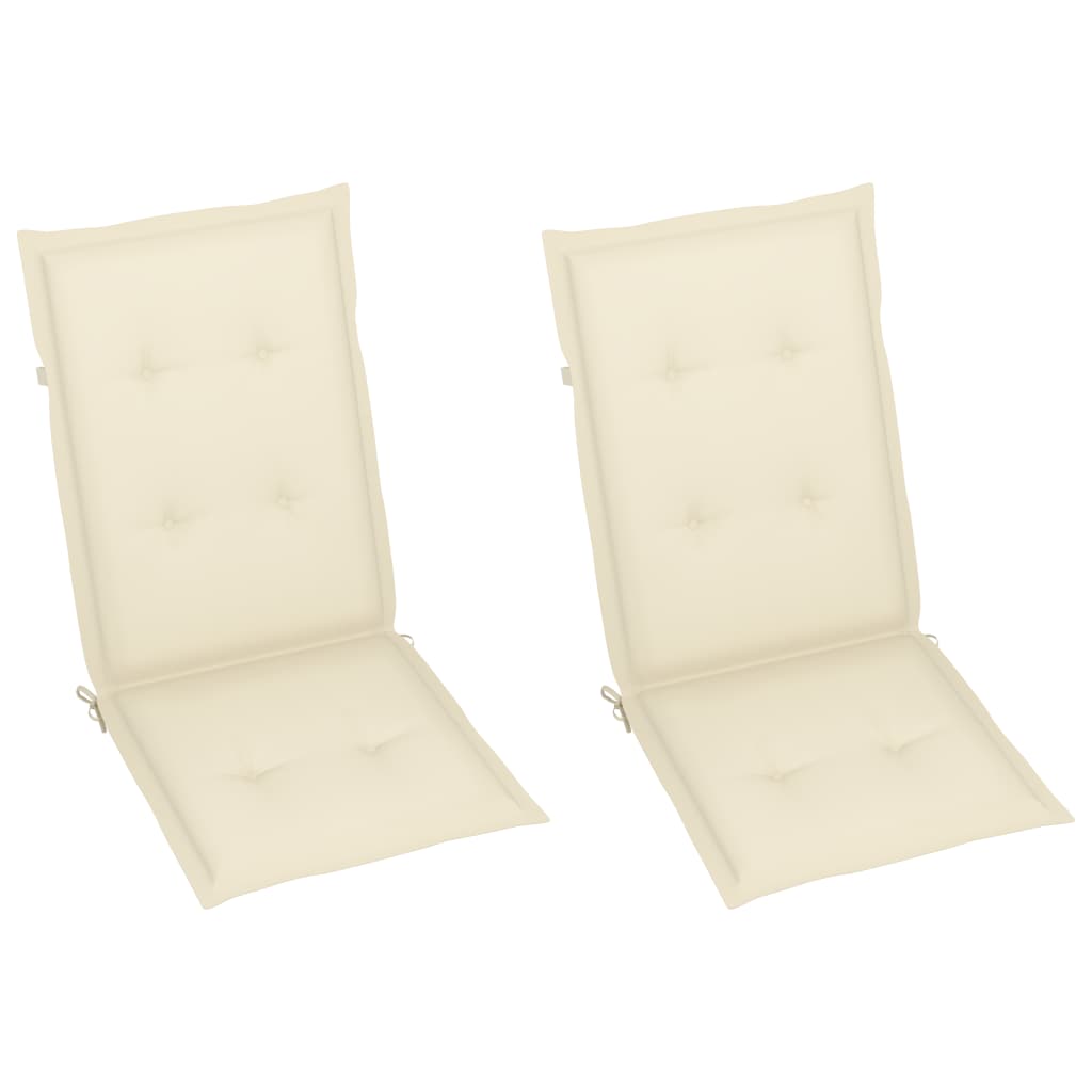 vidaXL Vrtne stolice s krem jastucima 2 kom od masivne tikovine