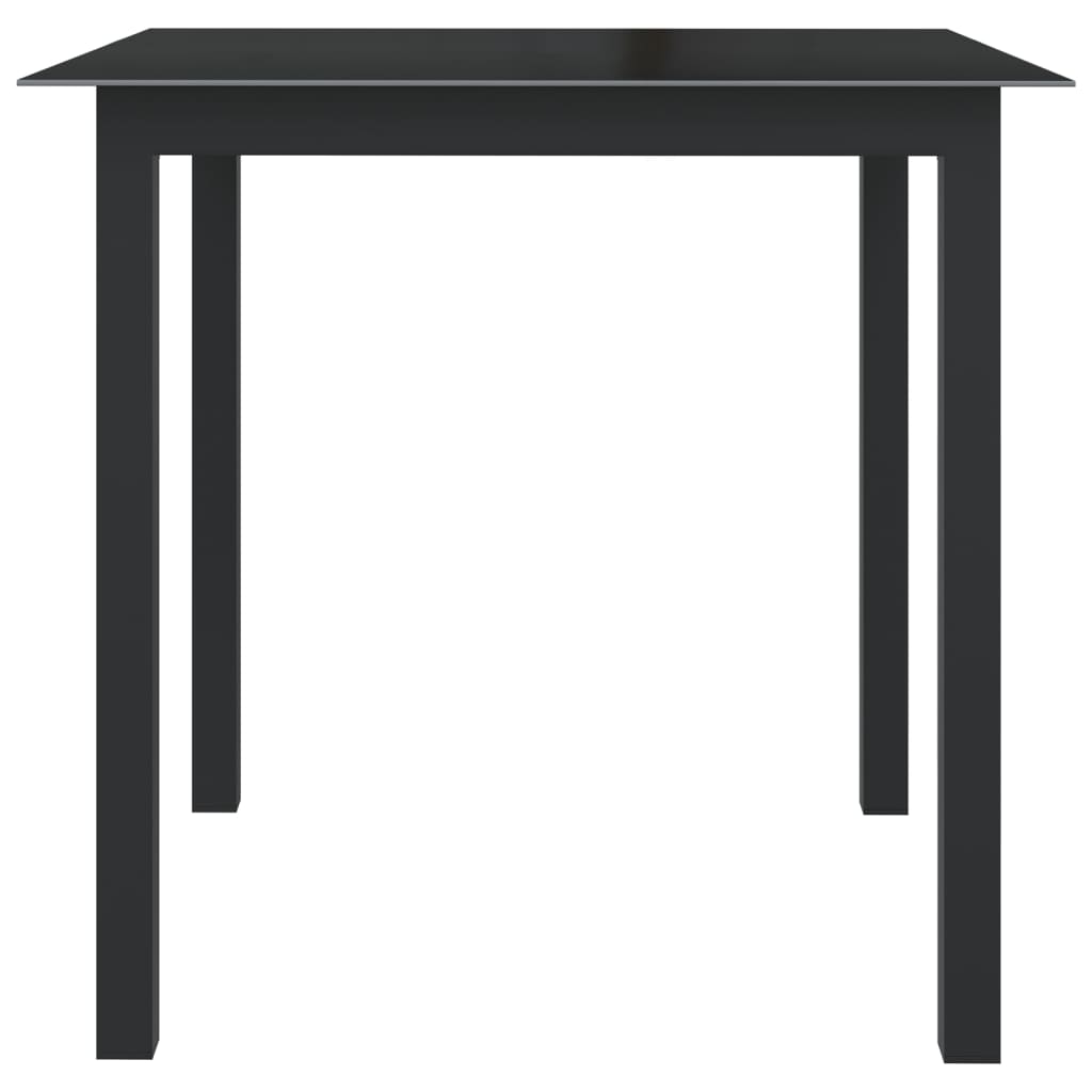 vidaXL Vrtni stol crni 80 x 80 x 74 cm od aluminija i stakla