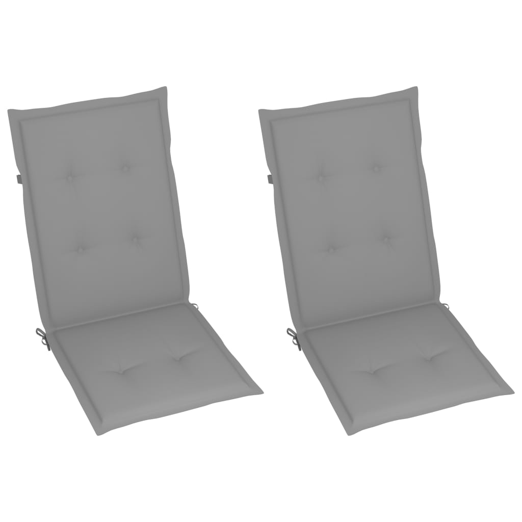 vidaXL Vrtne stolice sa sivim jastucima 2 kom od masivne tikovine
