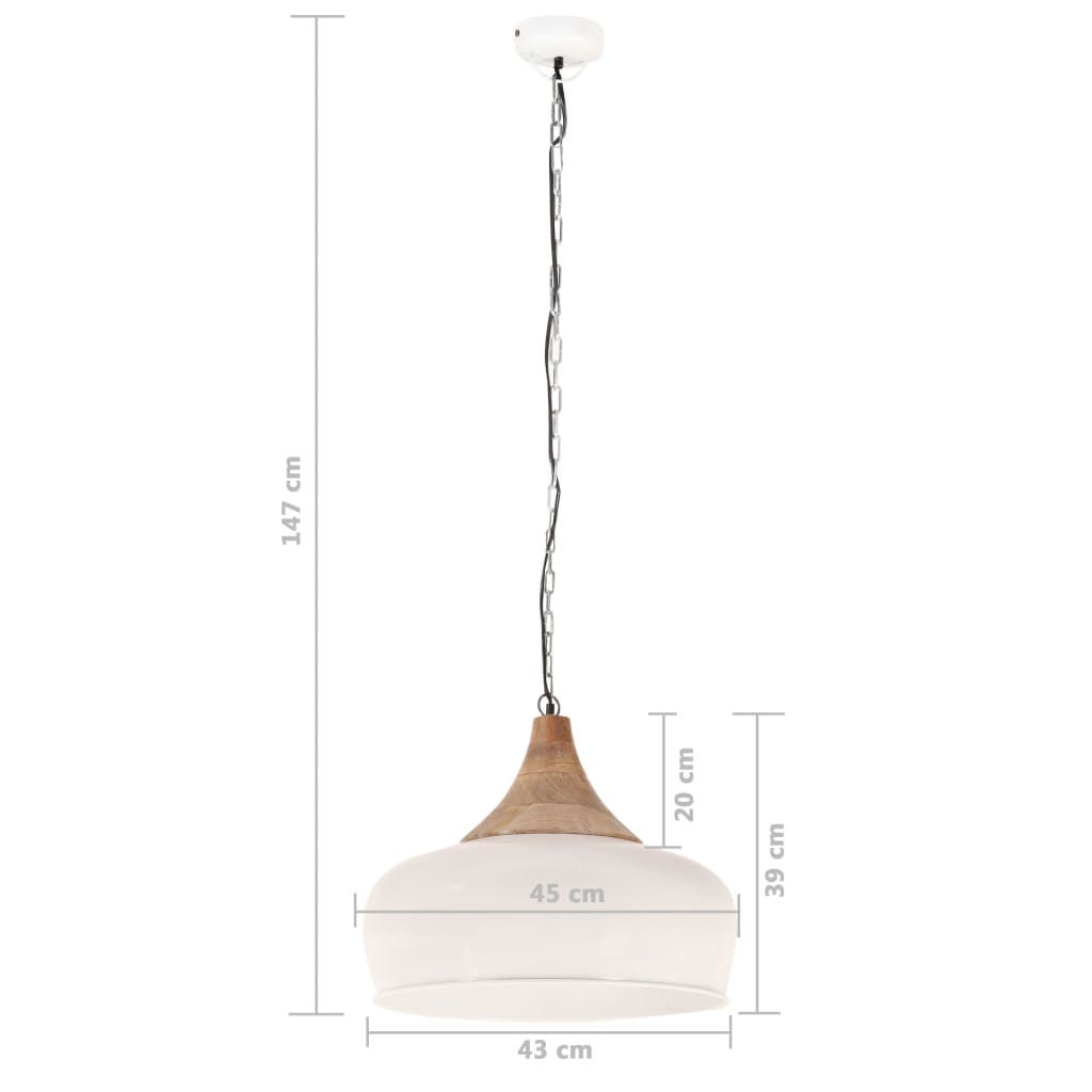 vidaXL Industrijska viseća svjetiljka bijela 45 cm E27 željezo i drvo