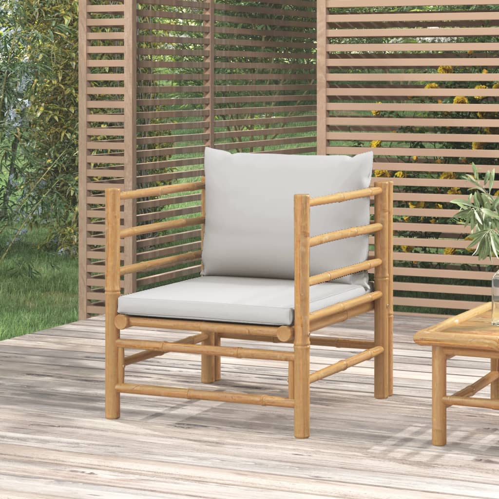 vidaXL Vrtna sofa od bambusa sa svjetlosivim jastucima