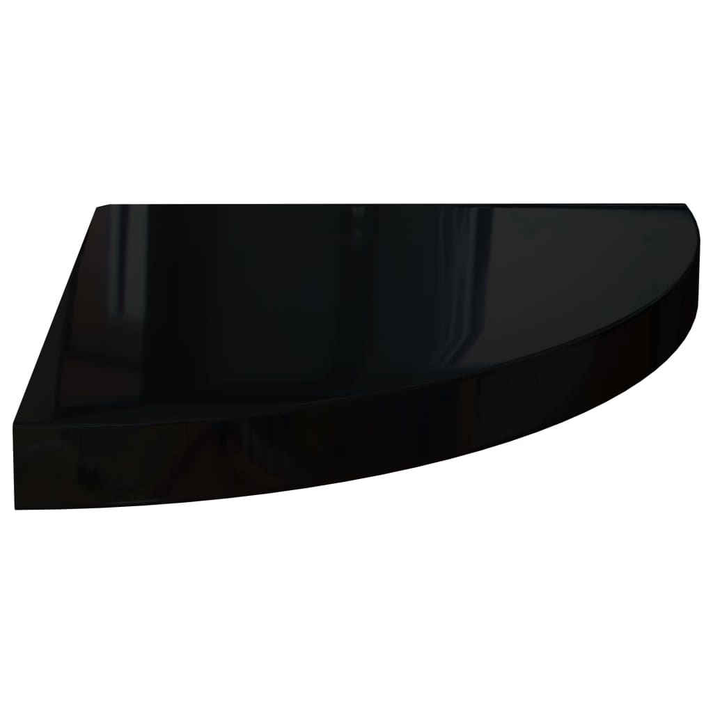 vidaXL Plutajuća kutna polica visoki sjaj crna 35 x 35 x 3,8 cm MDF
