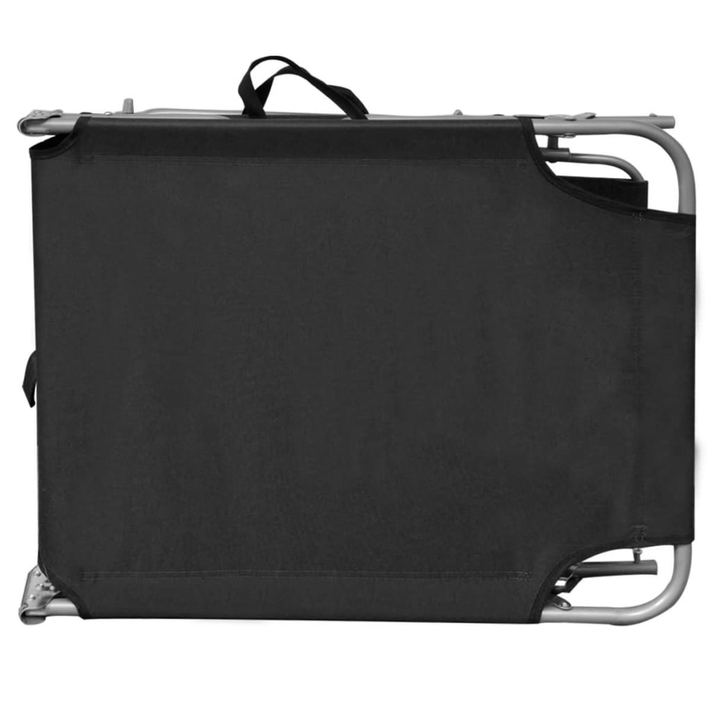 vidaXL Sklopiva ležaljka za sunčanje s baldahinom čelik i tkanina crna