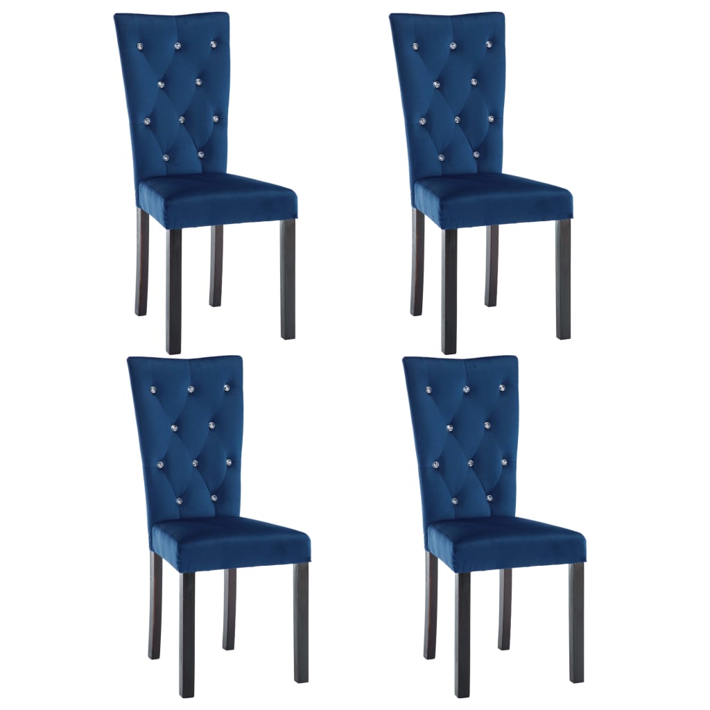 vidaXL Blagovaonske stolice od baršuna 4 kom tamno plave