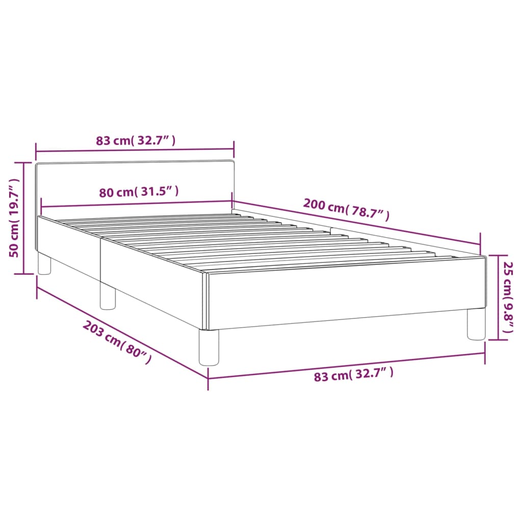 vidaXL Okvir za krevet s uzglavljem smeđesivi 80x200 cm od tkanine