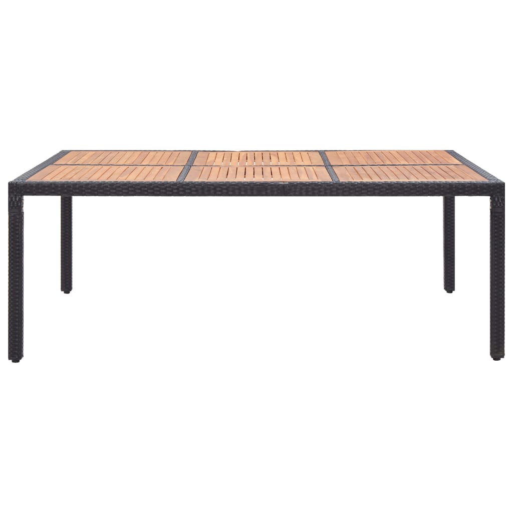 vidaXL Vrtni stol crni 200x150x74 cm od poliratana i bagremovog drva