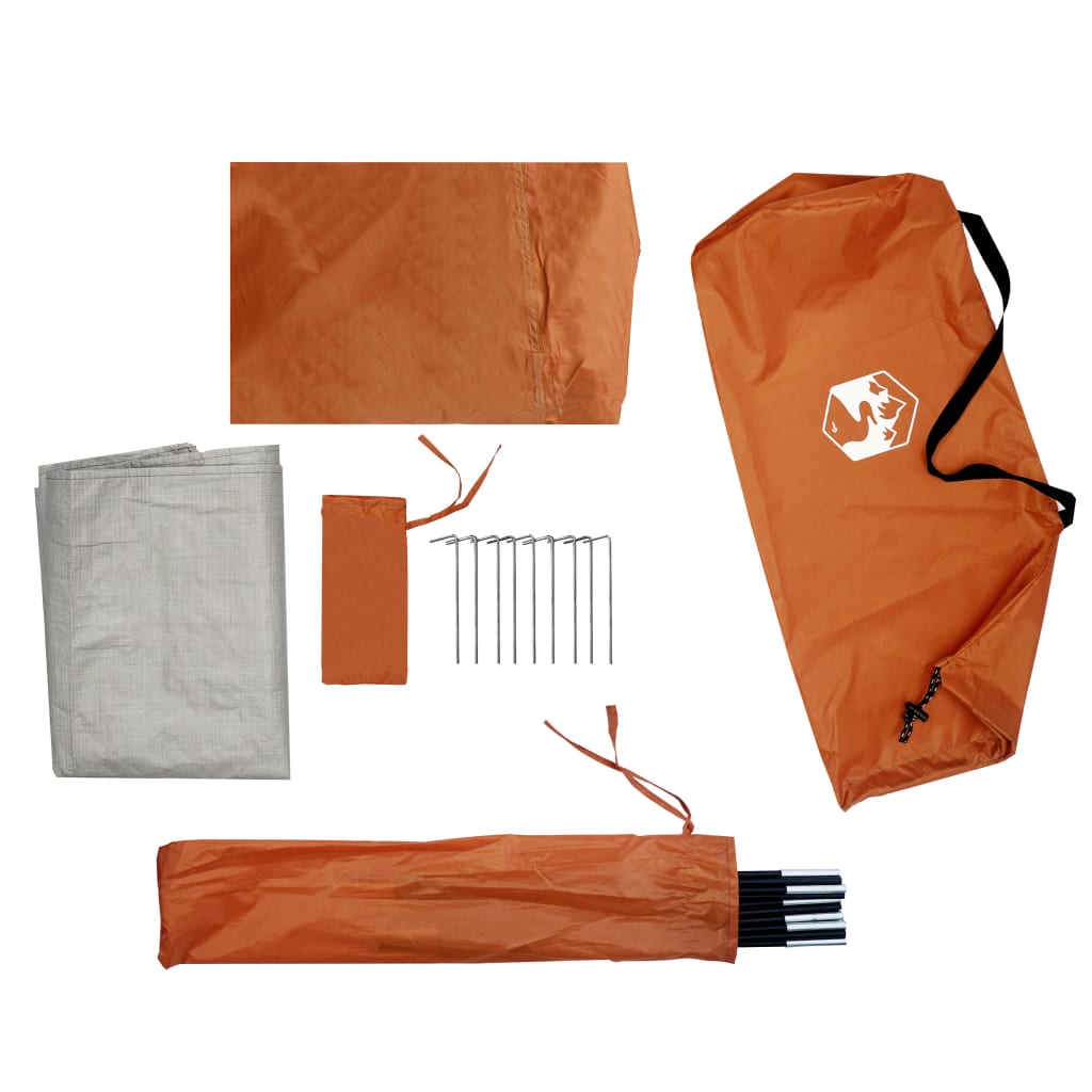 vidaXL Kupolasti šator za kampiranje za 3 osobe sivo-narančasti