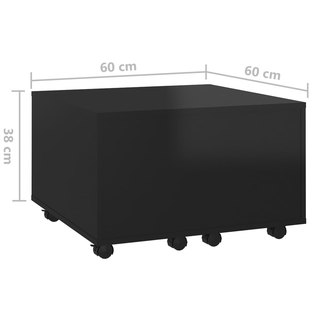 vidaXL Stolić za kavu visoki sjaj crni 60 x 60 x 38 cm od iverice