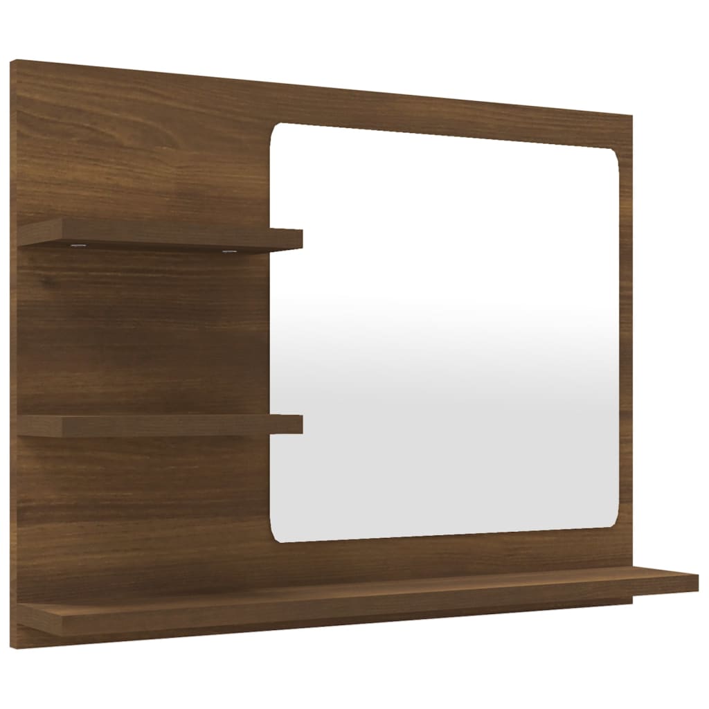 vidaXL Kupaonsko ogledalo boja smeđeg hrasta 60 x 10,5 x 45 cm drveno