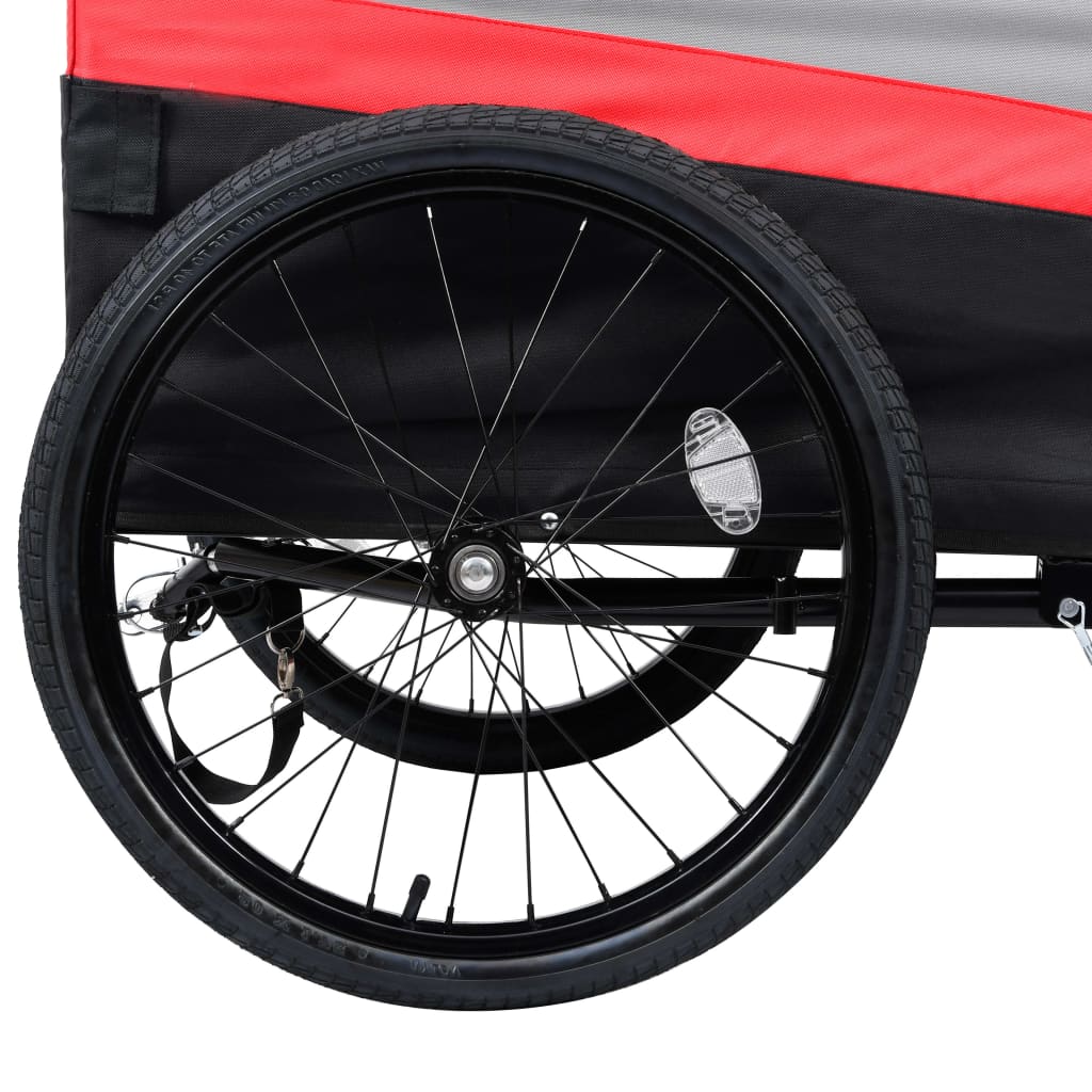 vidaXL 2-u-1 XXL prikolica i kolica za bicikl crveno-sivo-crna