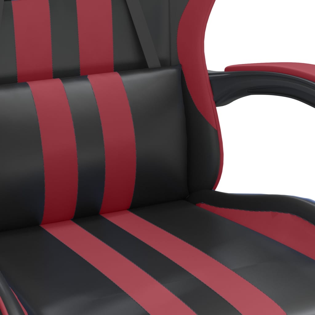 vidaXL Okretna igraća stolica s osloncem crna i boja vina umjetna koža