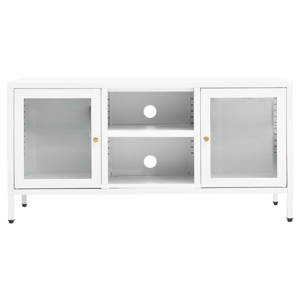 vidaXL TV ormarić bijeli 105 x 35 x 52 cm od čelika i stakla