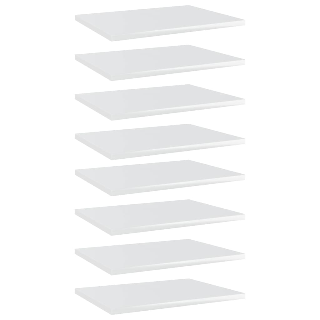 vidaXL Police za knjige 8 kom visoki sjaj bijele 40x30x1,5 cm iverica