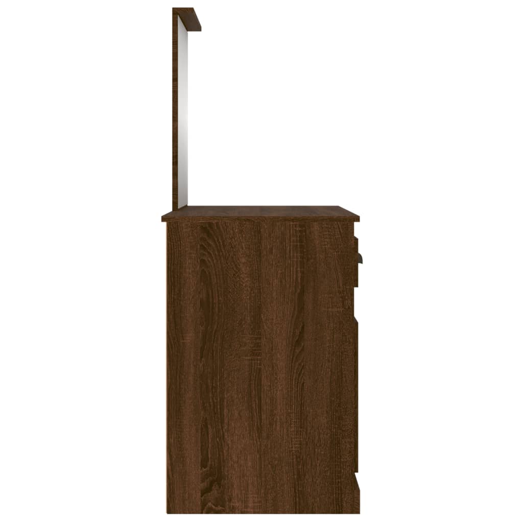vidaXL Toaletni stolić s ogledalom boja hrasta 90x50x132,5cm drveni