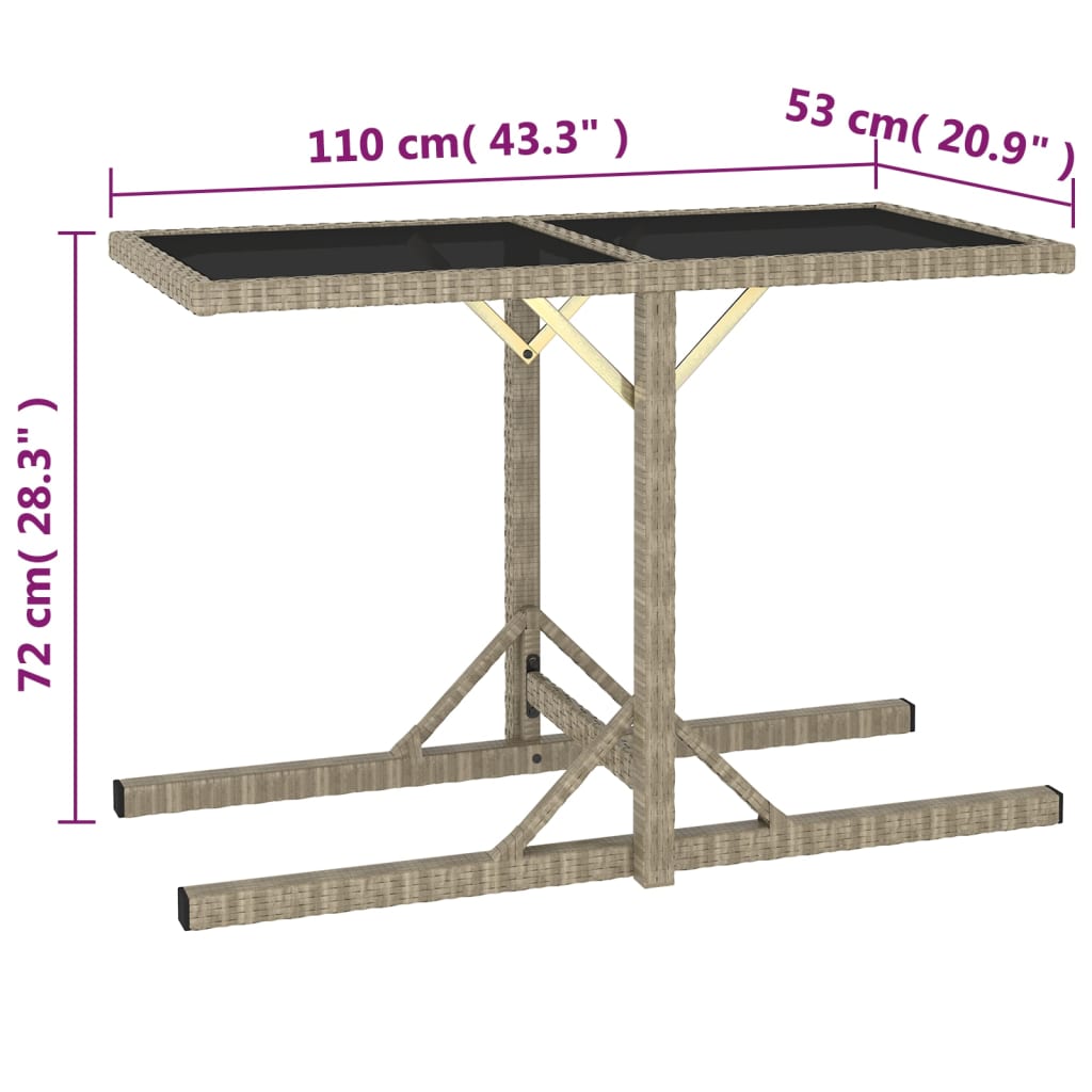 vidaXL Vrtni stol bež 110 x 53 x 72 cm stakleni i poliratan