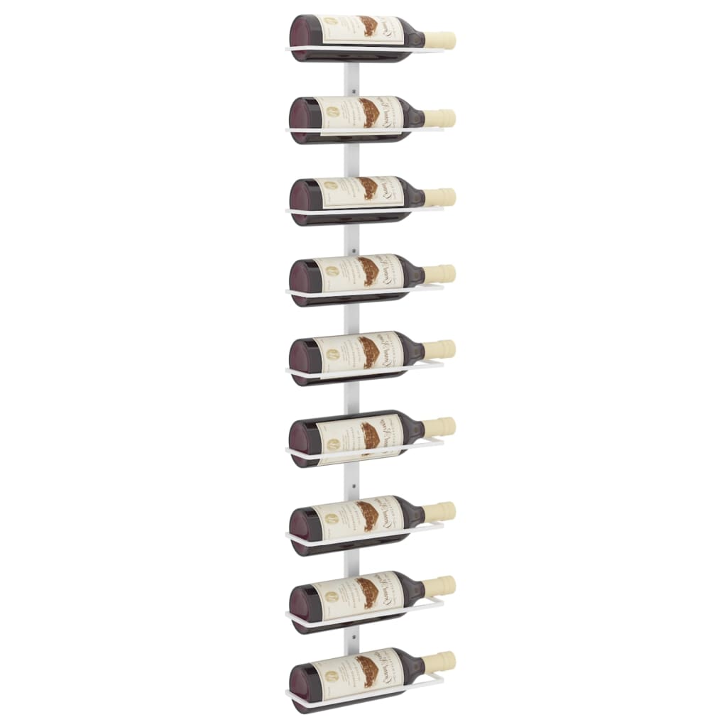 vidaXL Zidni stalak za vino za 9 boca bijeli željezni