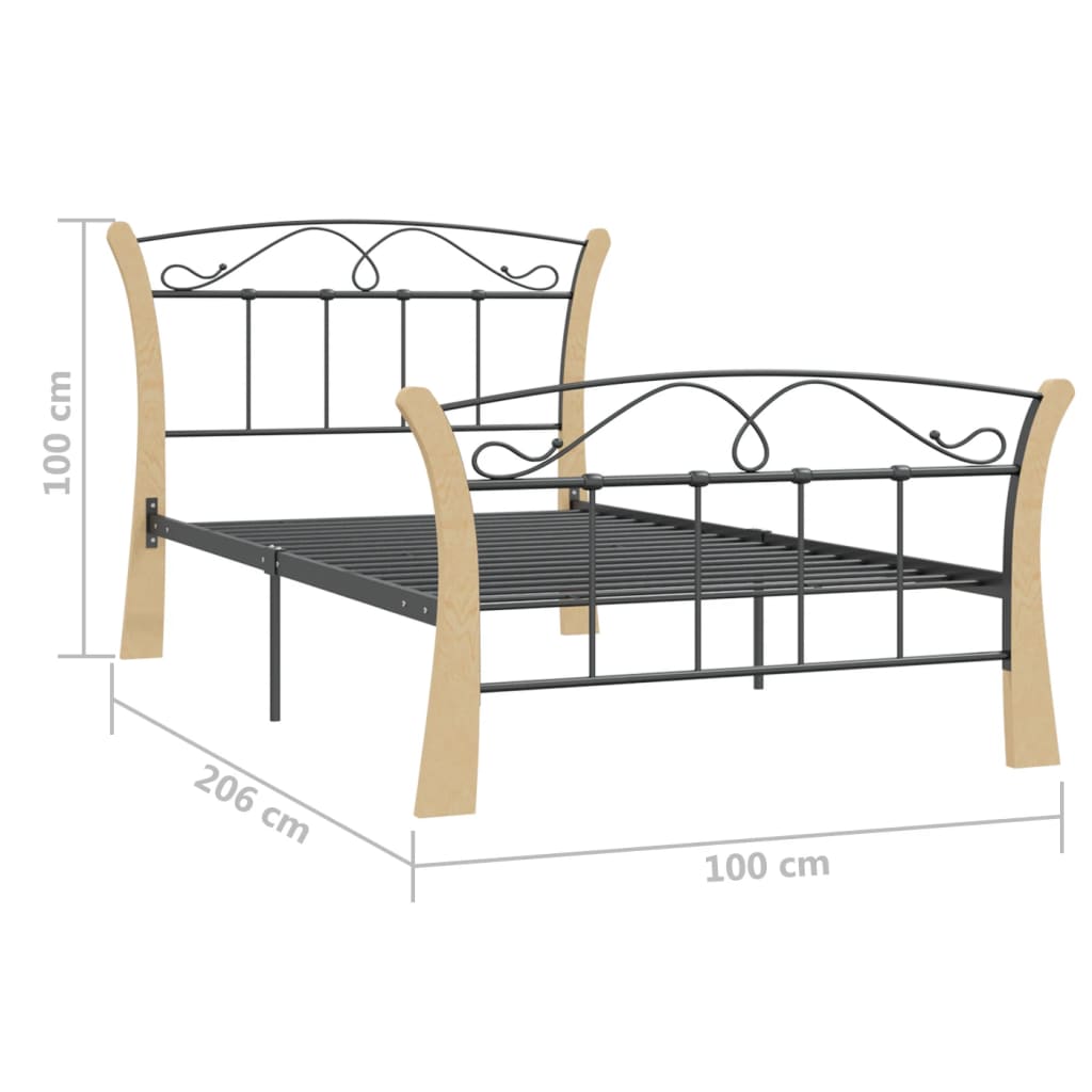 vidaXL Okvir za krevet crni metalni 100 x 200 cm