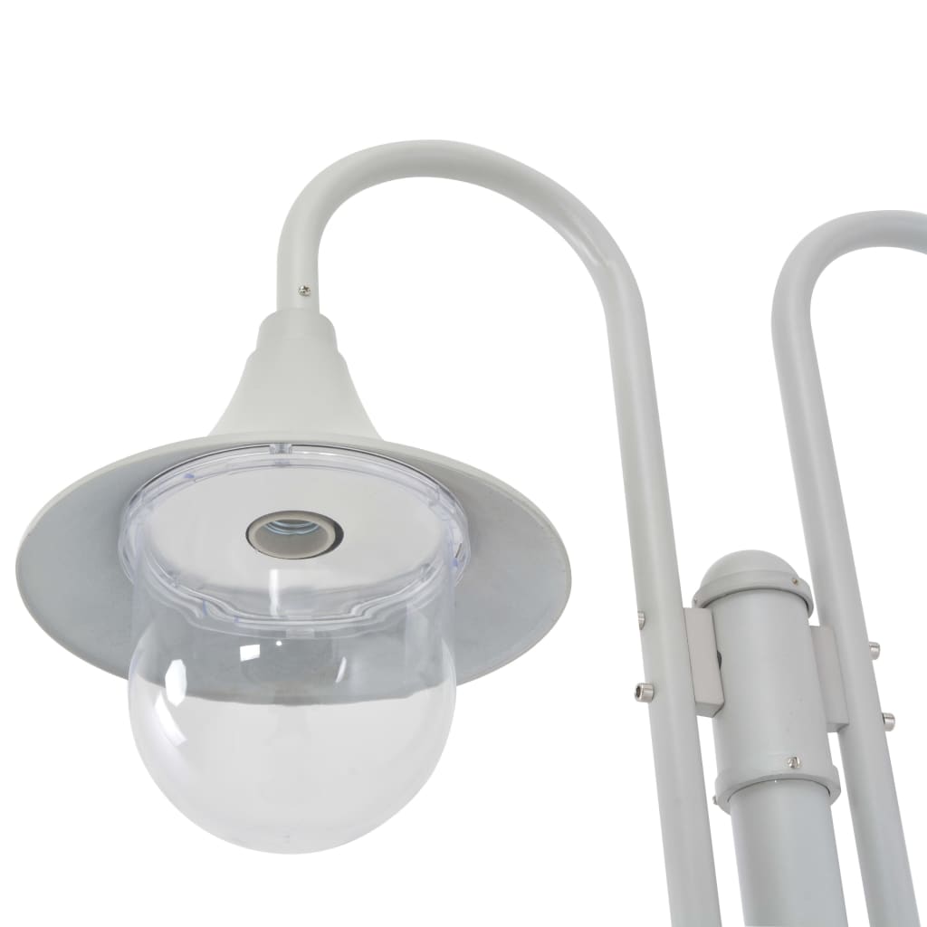 vidaXL Vrtna dvostruka stupna svjetiljka od aluminija E27 220 cm bijela