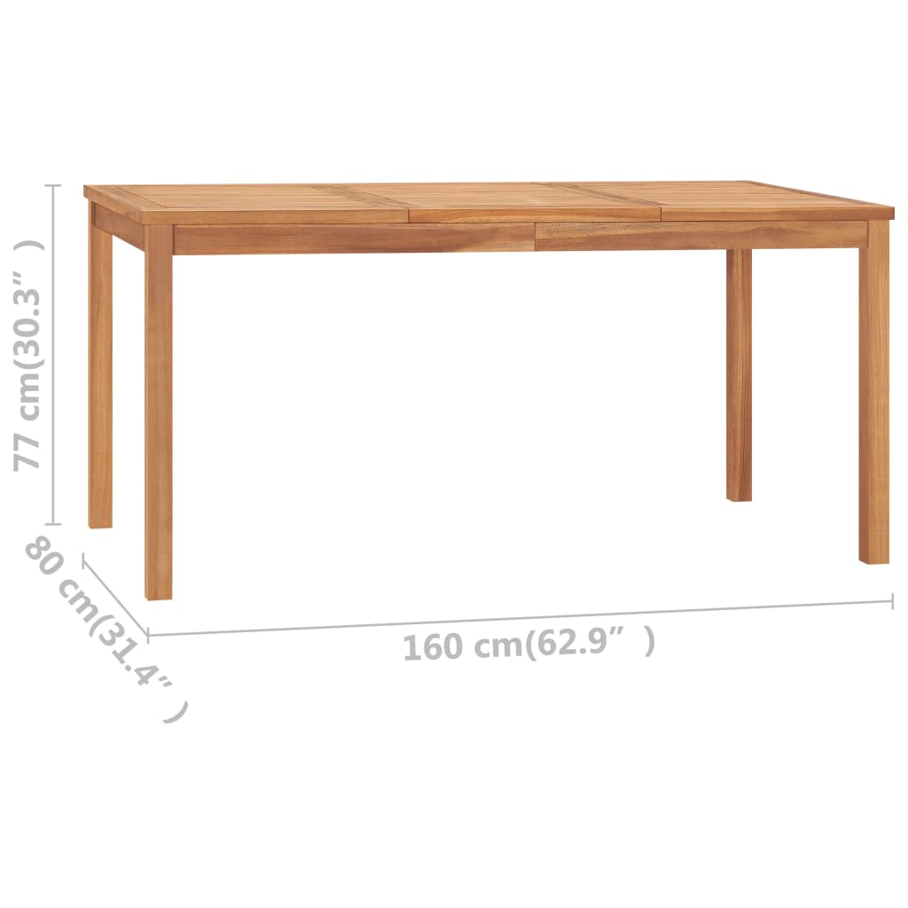 vidaXL Vrtni blagovaonski stol 160 x 80 x 77 cm od masivne tikovine
