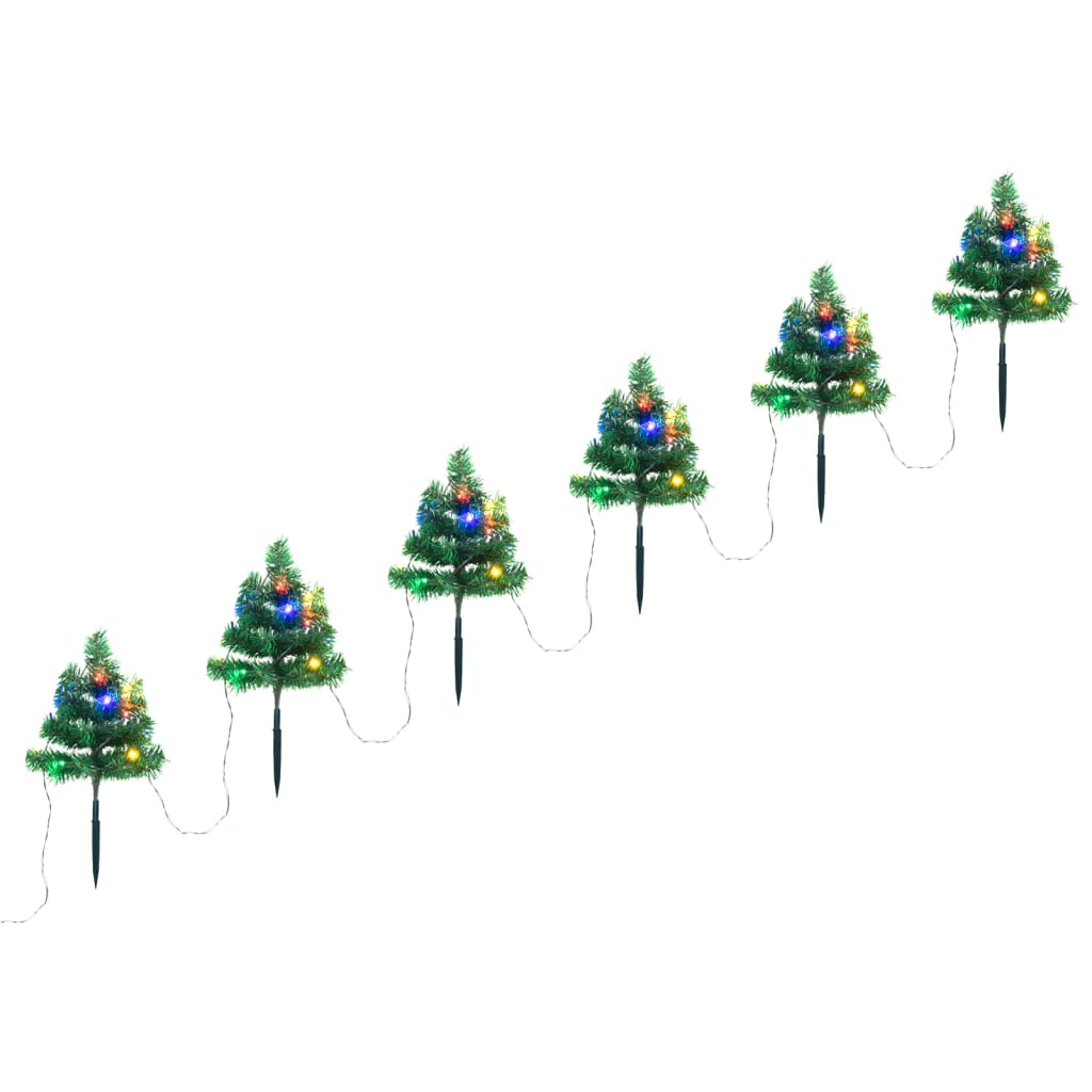 vidaXL Božićna drvca za stazu 6 kom sa šarenim LED žaruljama 45 cm PVC