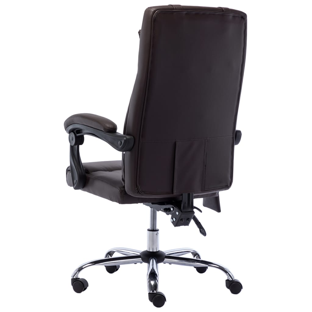 vidaXL Masažna uredska stolica od umjetne kože smeđa