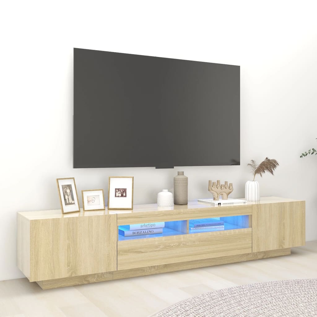 vidaXL TV ormarić s LED svjetlima boja hrasta sonome 200 x 35 x 40 cm