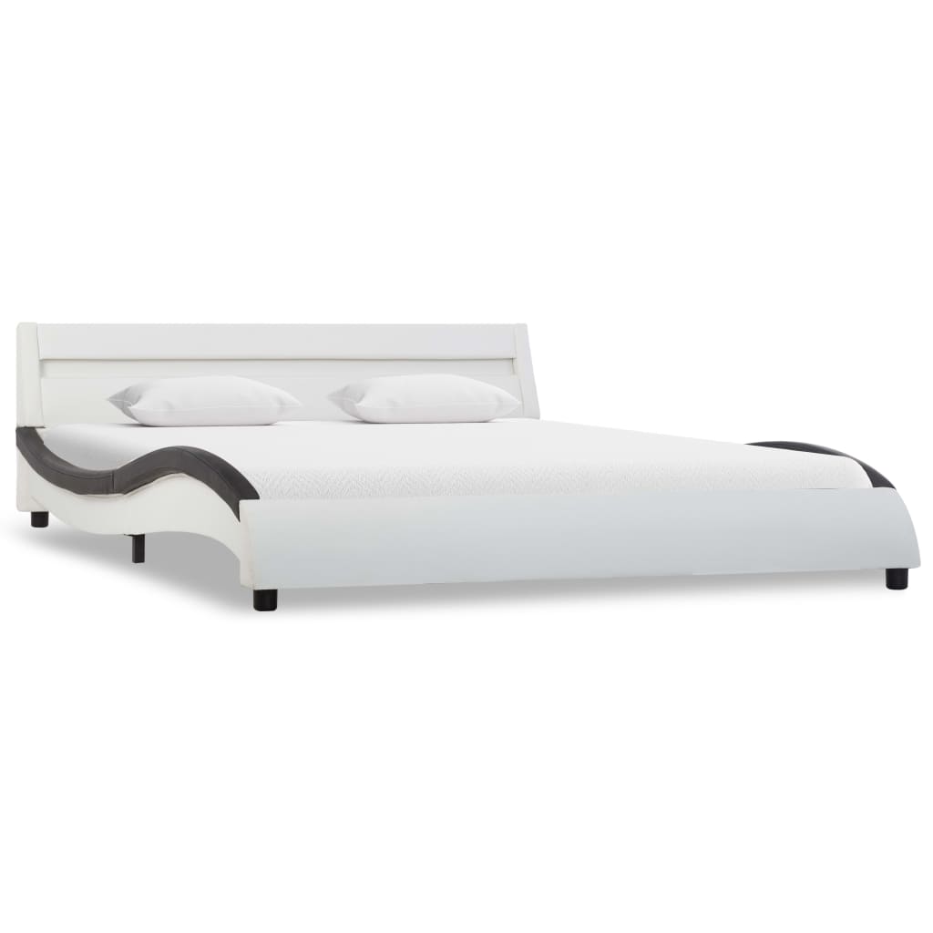 vidaXL Okvir za krevet od umjetne kože LED bijelo-crni 160 x 200 cm