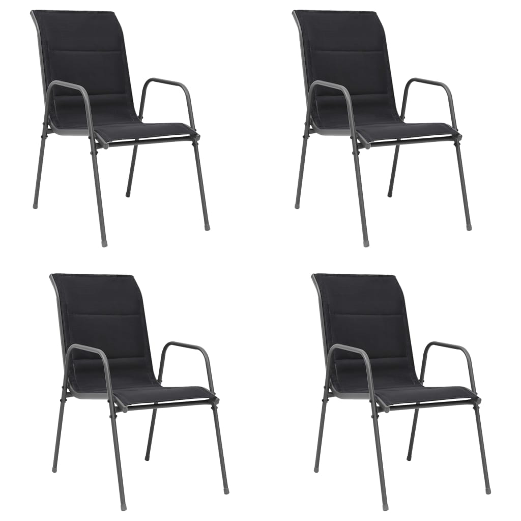 vidaXL Složive vrtne stolice 4 kom od čelika i tekstilena crne