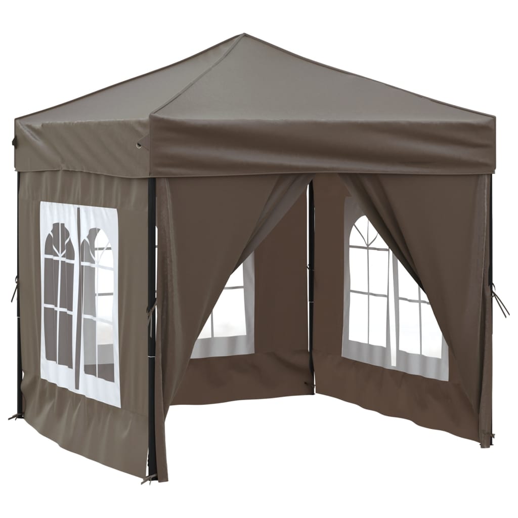vidaXL Sklopivi šator za zabave s bočnim zidovima 2 x 2 m smeđesivi