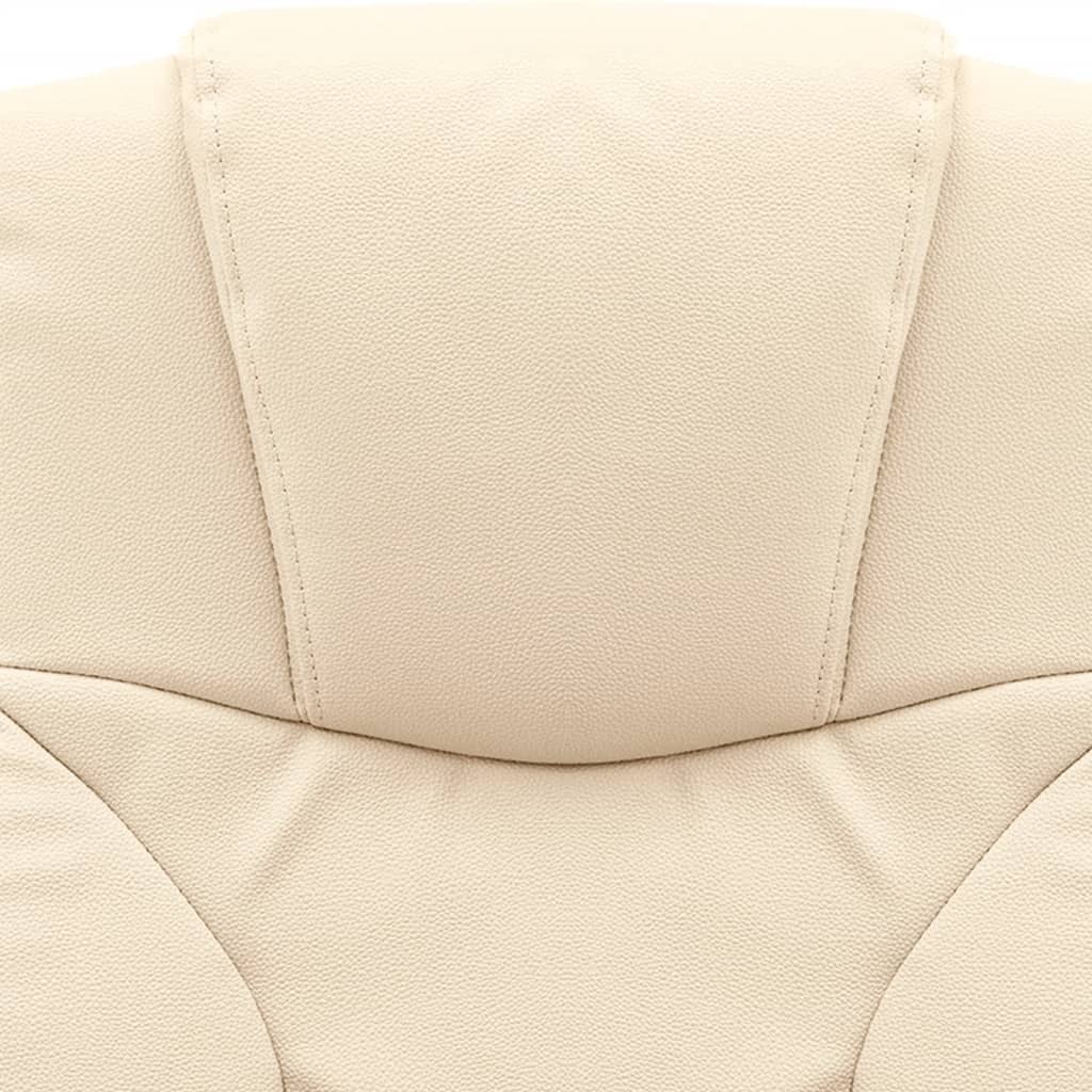 vidaXL Uredska stolica od prave kože krem