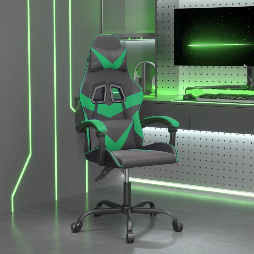 vidaXL Igraća stolica crno-zelena od umjetne kože