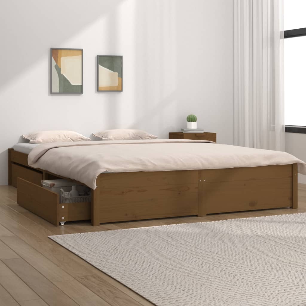 vidaXL Okvir za krevet s ladicama boja meda 150 x 200 cm veliki bračni