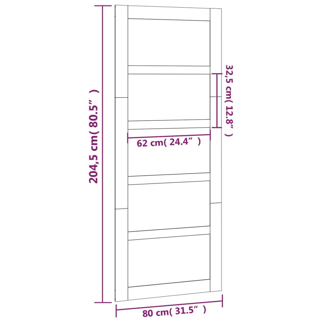 vidaXL Vrata za staju 80 x 1,8 x 204,5 cm od masivne borovine