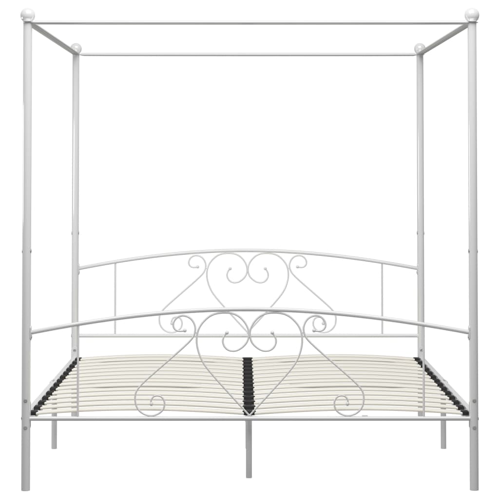 vidaXL Okvir za krevet s nadstrešnicom bijeli metalni 200 x 200 cm
