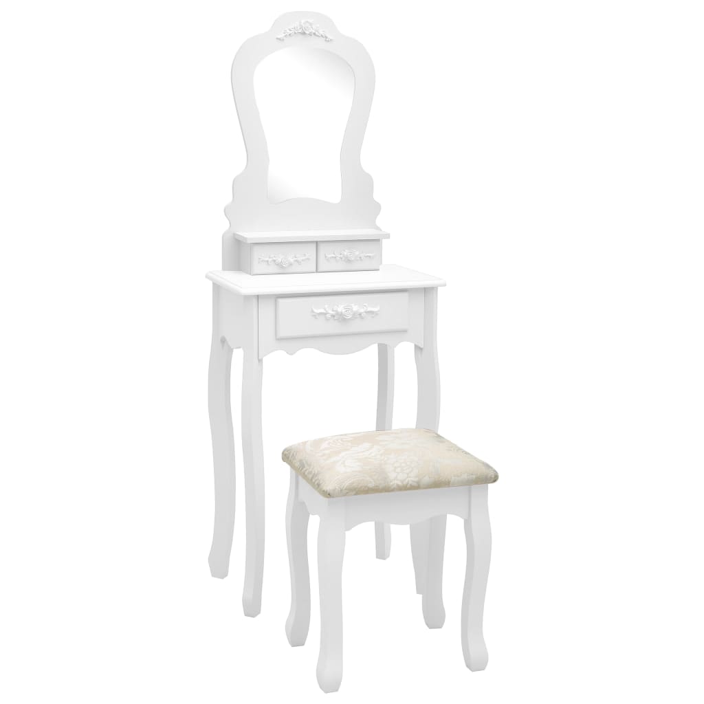 vidaXL Toaletni stolić sa stolcem bijeli 50x59x136 cm drvo paulovnije
