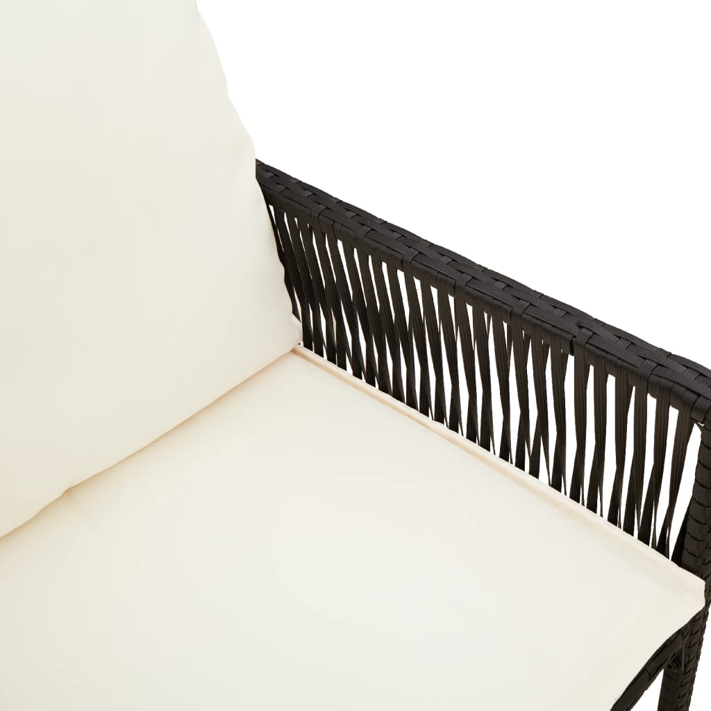 vidaXL Vrtni barski stolci s jastucima 2 kom crni od poliratana