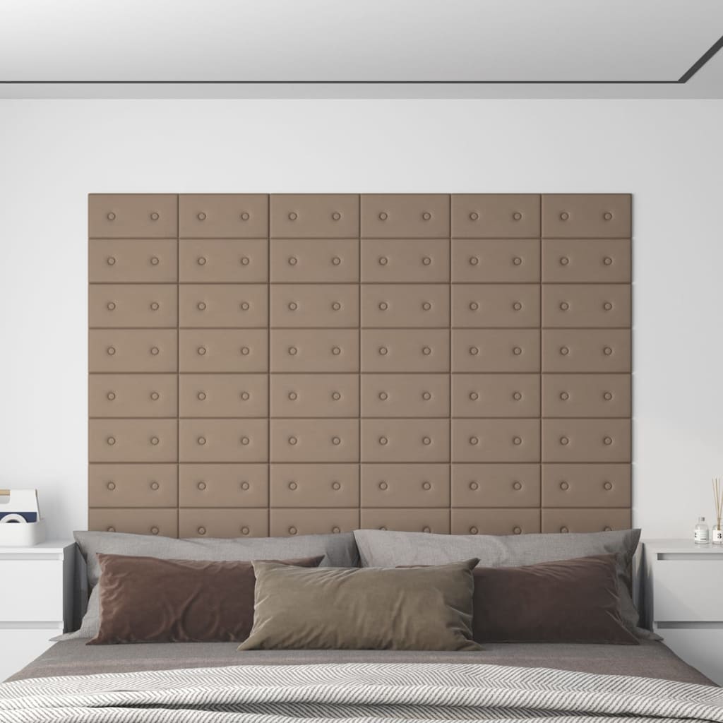 vidaXL Zidne ploče od umjetne kože 12 kom cappuccino 30x15 cm 0,54 m²