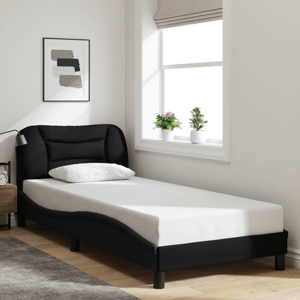 vidaXL Okvir za krevet s uzglavljem crni 90x190 cm od tkanine