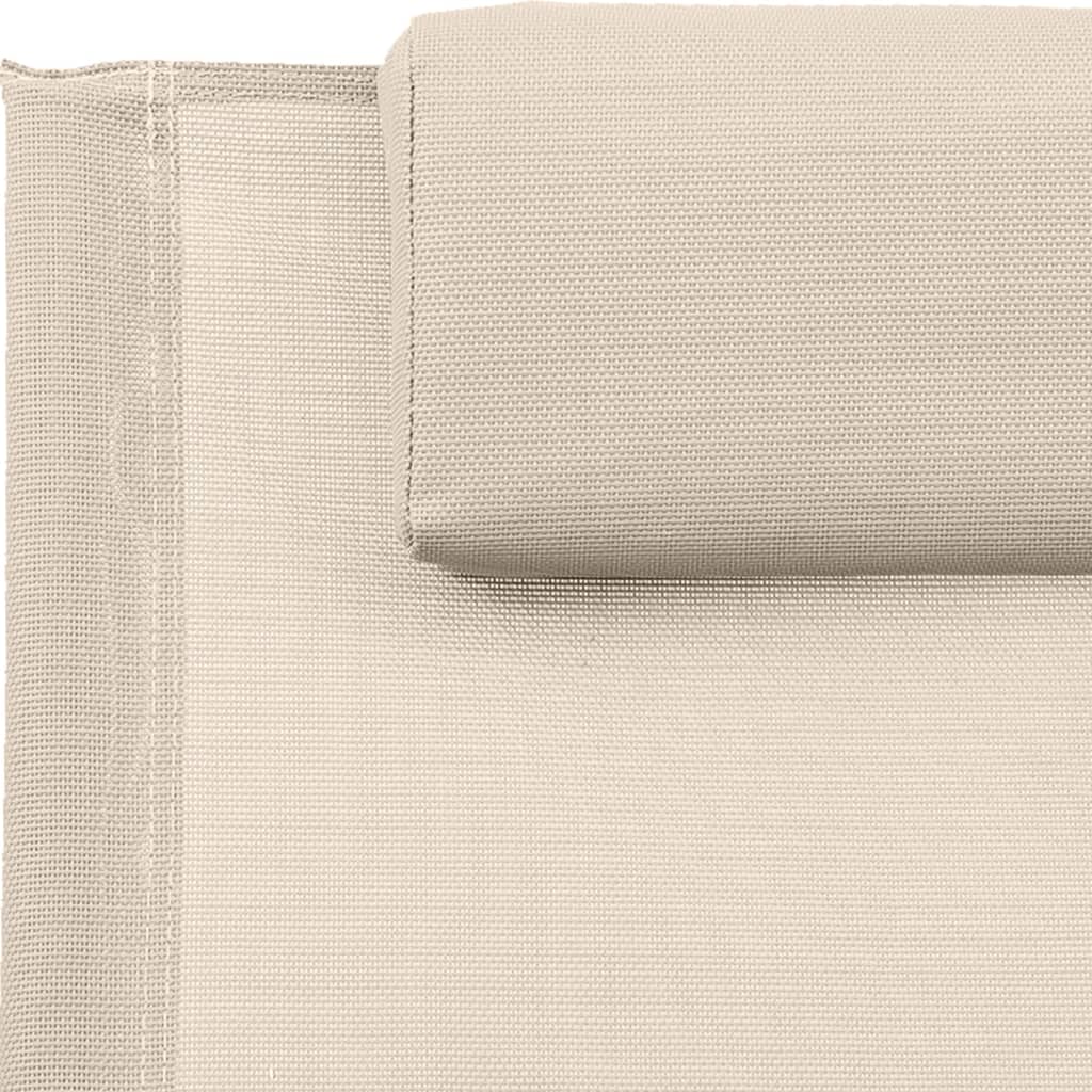 vidaXL Ležaljka za sunčanje s jastukom krem od čelika i tekstilena