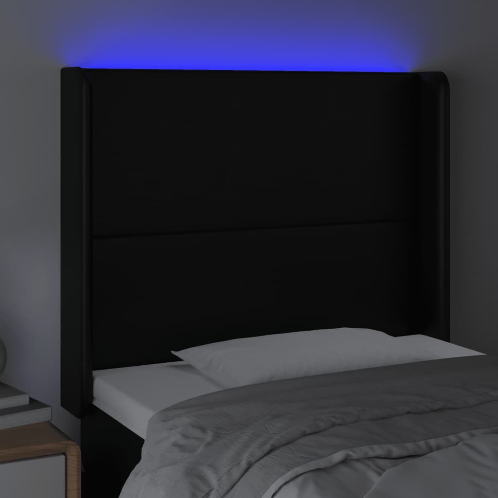 vidaXL LED uzglavlje crno 103x16x118/128 cm od umjetne kože
