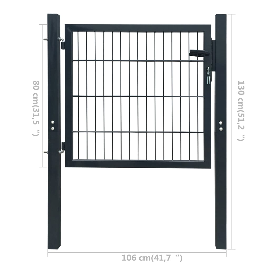 vidaXL 2D vrata za ogradu (jednostruka) antracit siva 106 x 130 cm