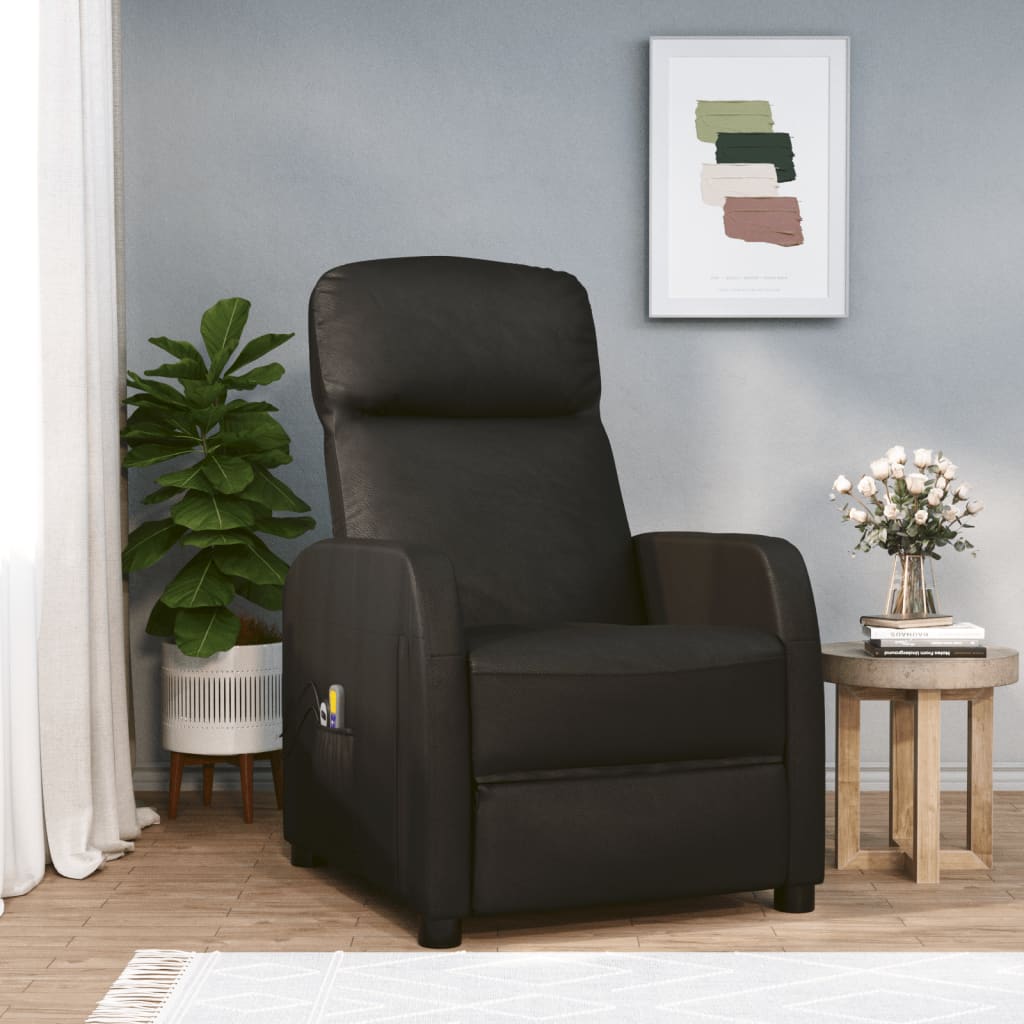 vidaXL Električna masažna fotelja od umjetne kože crna