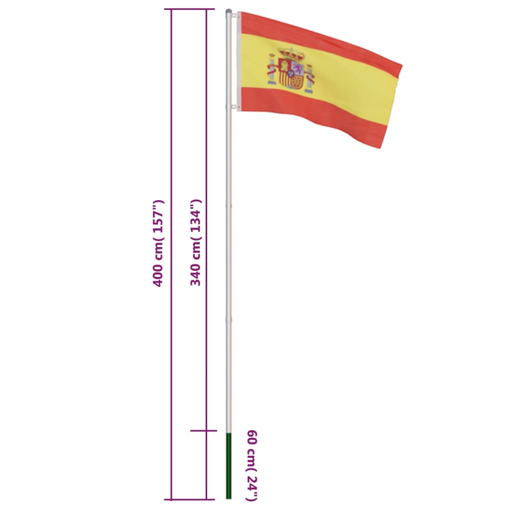vidaXL Španjolska zastava s aluminijskim stupom 4 m