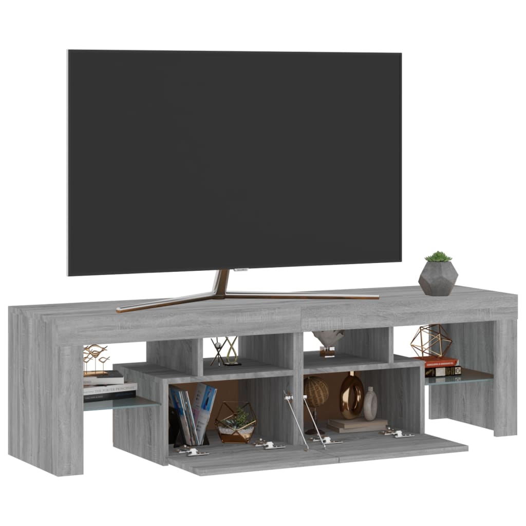 vidaXL TV ormarić s LED svjetlima siva boja hrasta 140 x 36,5 x 40 cm