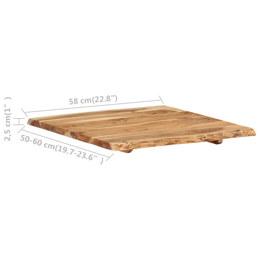 vidaXL Stolna ploča od masivnog bagremovog drva 58 x (50-60) x 2,5 cm