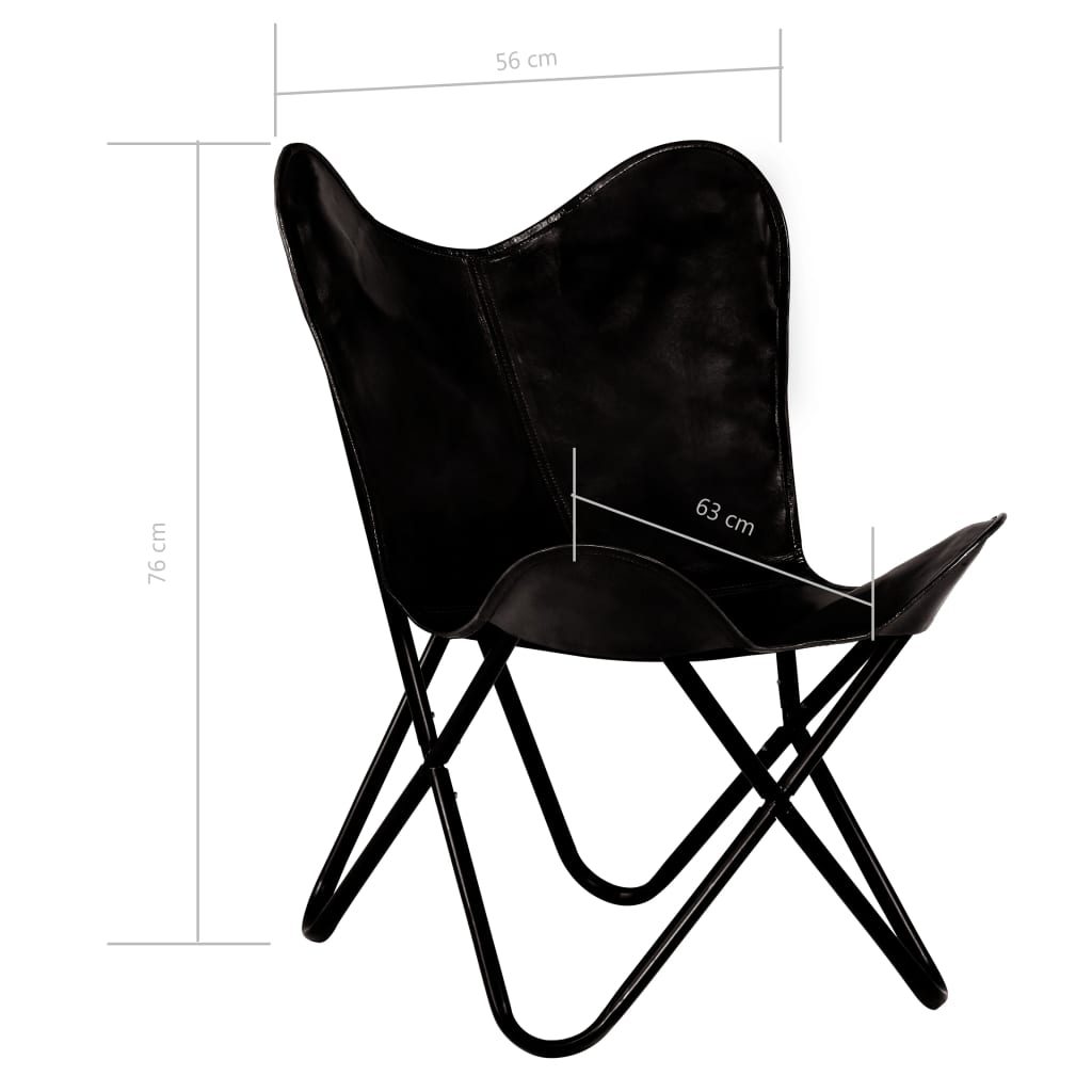 vidaXL Leptir-stolice od prave kože 2 kom crne dječja veličina