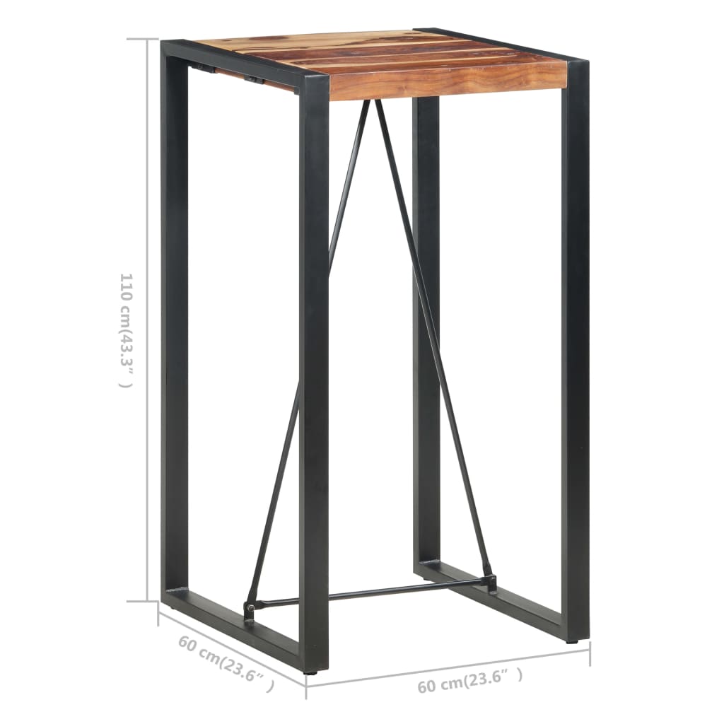vidaXL Barski stol od masivnog drva šišama 60 x 60 x 110 cm