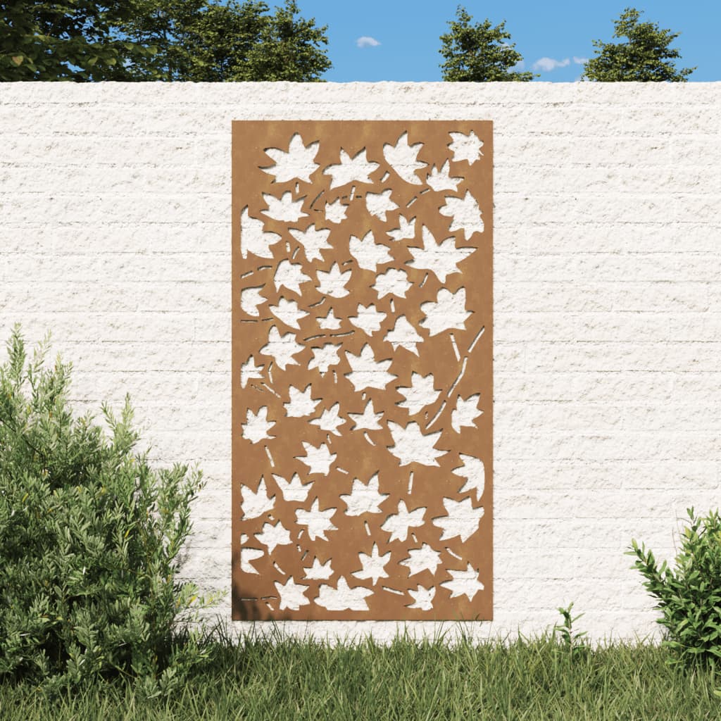 vidaXL Vrtni zidni ukras 105x55 cm čelik CORTEN uzorak javorovog lišća